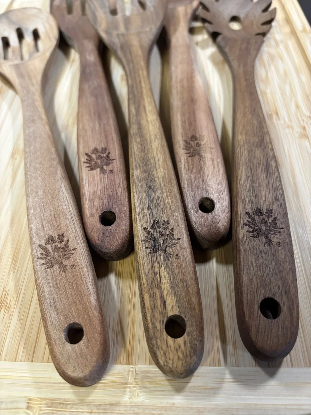 Pioneer Woman Brown Agetha 6-Pc Set Acacia Wood & Bamboo Melamine Crock